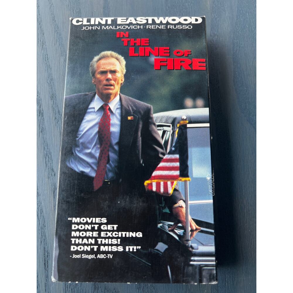 In The Line Of Fire Clint Eastwood Action Movie Vintage 1993 VHS Tape Pre-Loved